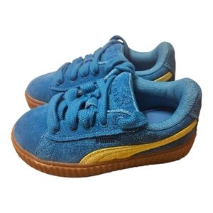Puma x Fenty Kids Blue and Yellow Sneakers Creepers Suede Size 1
